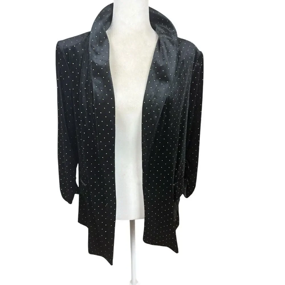 Meg & Margot Jacket Womens Size L‎ Black Velvet Gold Elegant Sophisticated New